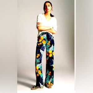 Maeve for Anthropologie Escape NWT,  Lemon and Pineapple Tropical Print Pants 12